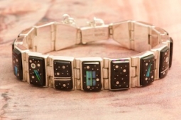 Calvin Begay Night Sky Sterling Silver Link Bracelet